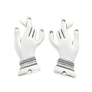 Connettore a Mano con Dita Incrociate in Argento Anticato, con Perline, in Lega, per Creazione di Talismani Portafortuna - Product Image 2
