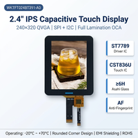 Pantalla Táctil Capacitiva Waiken de 2.4 Pulgadas, Resolución 240x320, IPS TFT, Interfaz SPI+I2C, Controlador IC ST7789V2, 300cd/m2, -20~70