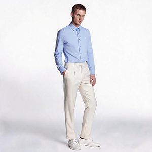 <span class=keywords><strong>Camicia</strong></span> da Uomo Azzurra per Business con Colletto Classico, Doppio Polsino, Bottoni Abbinati e Logo Sottile in Rilievo |   Dirigente Formale - Product Image 3