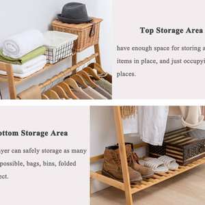 Organisateur de chaussures <span class=keywords><strong>en</strong></span> bambou bien organisé, design robuste à quatre niveaux, étagère de rangement, étagère supérieure, porte-boissons - Product Image 4