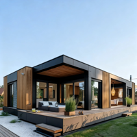 Maisons préfabriquées en acier léger écologiques, durables et imperméables de 50 m2, personnalisables pour salle de sport, entrepôt, cour, salle à manger - Style moderne