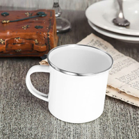 Mug en Émail de 8 cm à Sublimation, 14 oz, 12 oz, Sûr pour Café Chaud, Blanc, Camping, Extérieur, Promotionnel pour Mug Métallique Fin