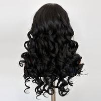 Perruque synthétique 13x4 Lace Front, bouclée et volumineuse, résistante à la chaleur, noire, longue, pour femmes