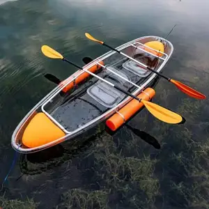 Canoë-kayak d'extérieur pour deux personnes OEM bon marché Bateau transparent à pagaie Navire transparent