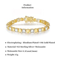 Bracelet tennis en moissanite brossée VVS 5 mm en argent S925, vente en gros d'usine, bracelet tennis étincelant en moissanite