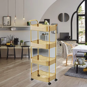Le support de rangement transparent pour chariot peut être déplacé de deux à quatre étages, support de rangement polyvalent pour salon et cuisine - Product Image 2