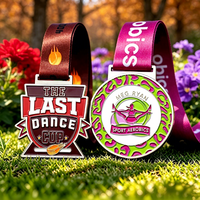 Medalla Personalizada para Competencia de Baile, Medalla Deportiva de Aeróbics de Aleación de Zinc con Cinta Impresa, Forma Irregular en Relieve 3D