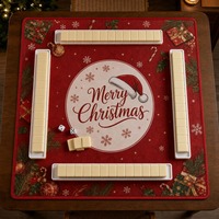 Tapis de Mahjong en Caoutchouc de Noël Antidérapant Pliable Durable Impression Personnalisée Tapis de Jeu de Fêtes Emballage Personnalisé