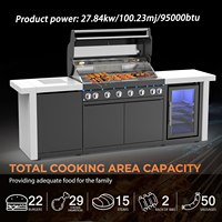 #304 aço inoxidável porta dupla geladeira churrasqueira Ilha Outdoor Kitchen Grill com geladeira