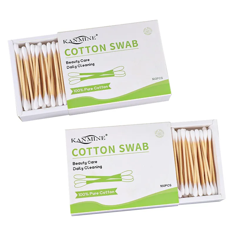 Schubladen karton paket 100% natürliche und umwelt freundliche Wattes täbchen Bambus Q Tipps Original Cotton Buds 100 Stück