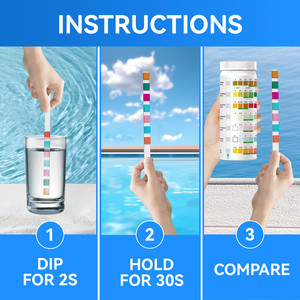 Tiras Reactivas para <span class=keywords><strong>Piscina</strong></span> y Spa 7 en 1, Tiras Reactivas para Jacuzzi para pH, Cloro, Bromo, Dureza, Alcalinidad, Ácido Cianúrico - Product Image 5