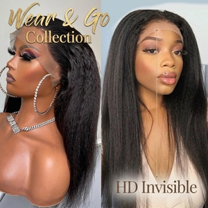 Peluca frontal de encaje HD 13x4 13x6 con cabello humano liso Yaki 4C Kinky <span class=keywords><strong>Edge</strong></span> para mujeres negras, pelucas frontales de encaje Yaki baratas con encaje precortado - Product Image 3