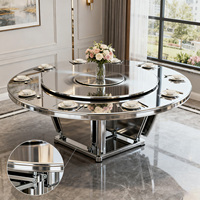 Table pliante moderne en acier inoxydable avec plateau rotatif, bureau épaissi en acier inoxydable pour la maison, l'appartement, la salle à manger, les hôtels, les barbecues familiaux, la salle de sport