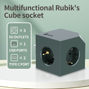 Adaptateur cube de prise de courant à charge rapide PD20W avec prise multiple USB A et C Prise européenne Rubik's Cube 16A avec CE RoHS - Product Image 5
