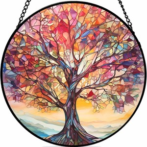 Adorno de Cristal para Ventana con Diseño de Flor de Glicinia, Atrapasueños Art Deco, Decoración para el Hogar, Morado y Azul, Regalo de Cumpleaños para Mujer - Product Image 5