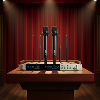 Microphone sans fil portable à condensateur double canal UHF AIDI de haute qualité pour karaoké, réunions, fêtes et usage en église, véritable diversité