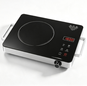 Table <span class=keywords><strong>de</strong></span> <span class=keywords><strong>cuisson</strong></span> électrique portable 1800W, <span class=keywords><strong>plaque</strong></span> chauffante simple à brûleur radiant, 110V, contrôle tactile, minuterie, verrouillage enfant, verre céramique domestique - Product Image 1