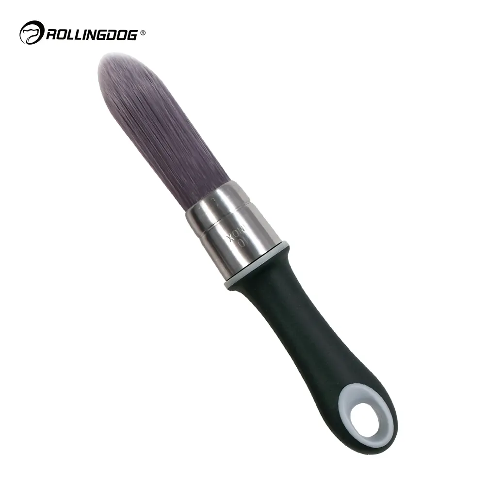 ROLLINGDOG DETAIL PRO 10594 Seamless EU Aluminium Ferrule SRT Synthetic Soft Grip Slim Tail Paint Round Detail Brush