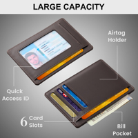 Dompet Pria Kulit Asli Vintage Crazy Horse Anti RFID, Tempat Kartu Kredit, Model Pendek untuk Saku Depan dengan Lapisan Nilon
