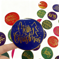 Autocollants de Noël personnalisables Etiquette d'emballage de vacances festive Décoration Flocons de neige Renne Père Noël Vinyle Feuille d'or Autocollant