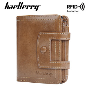 Baelerry Men's Tri-Fold <b>Wallet</b> RFID Protection Black Leather Coin Purse Multi-Card <b>Holder</b> Everyday Use - Product Image 5