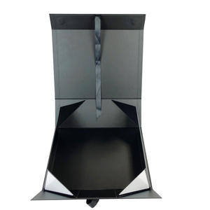 Lớn Sang Trọng Tùy Chỉnh Có Thể Gập Lại Từ Màu Đen Giấy Các Tông <span class=keywords><strong>Hamper</strong></span> Hộp Quà Tặng Với Ribbon - Product Image 6