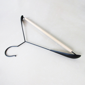 Smooth Black Flat Heavy Duty Household Coat Jacket Display Coating Finish Metal/Wood Garment <b>Hanger</b> - Product Image 3