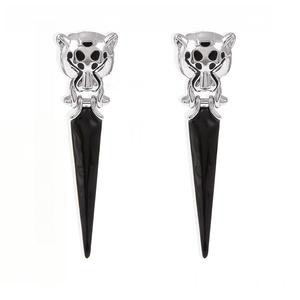 Klasik ve şık leopar kafa küpe zirkon küpe ile altın kaplama gümüş kaplama top küpe - Product Image 6