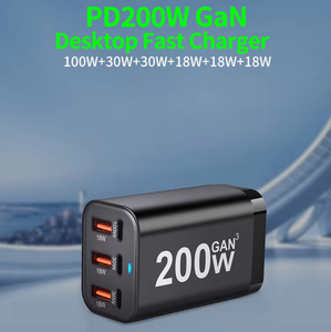 Cargador de Escritorio GaN de Viaje de 200W, 6 Puertos USB C, Estación de <span class=keywords><strong>Carga</strong></span> Rápida, Enchufe Múltiple <span class=keywords><strong>para</strong></span> EE. UU., UE, Reino Unido y Australia, <span class=keywords><strong>para</strong></span> Laptop, Teléfono y Cámara - Product Image 3