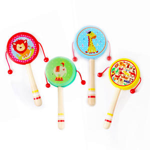 กลองไม้หนังแกะขายดี กลองมือหมุน ของเล่นเสริมพัฒนาการ - Product Image 1