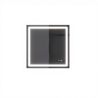 Miroir de courtoisie mural intelligent LED moderne anti-buée, commande tactile, double éclairage (avant et arrière), affichage de l'heure, design sans cadre, salon
