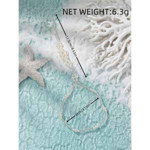 Tobillera de Perlas de Imitación Estilo Bohemia para Mujer, Cadena de Pie Elástica con Hilo, Joyería de Moda para Playa y Fiesta - Product Image 6