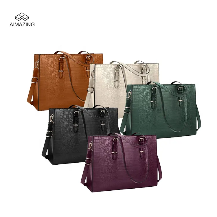 2022 Ladies Handbags Laptop Work Shoulder Tote Computer Bags Pu Leather Women Briefcase Laptop Bags