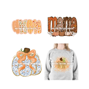 Coquette Preppy Automne Léopard Maman Floral Amen Automne Citrouille Saison Fer sur DTF Transferts Autocollants Prêt à Presser pour Textile - Product Image 1