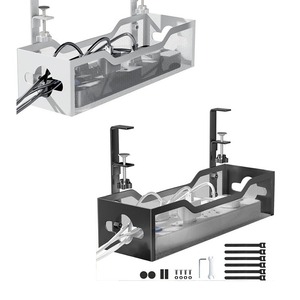 Organisateur de câbles sous bureau WELLTOP en maille métallique, noir et blanc, multifonctionnel, panier de rangement domestique sans perçage, réglable, le plus vendu - Product Image 5
