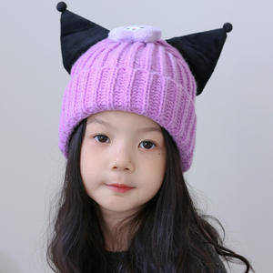 Chapeau en <span class=keywords><strong>tricot</strong></span> mignon de couleur unie, nouveau design, chapeau en <span class=keywords><strong>tricot</strong></span> chaud pour bébé et enfant avec oreilles de <span class=keywords><strong>chat</strong></span> brodées - Product Image 3