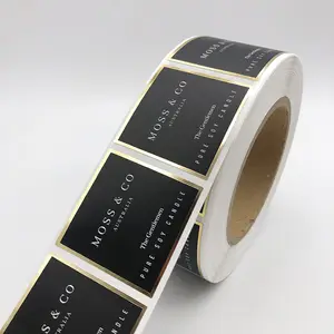 Özel logo çıkartması su geçirmez özel mumlar etiket mat altın folyo yapışkan etiket baskı mum kavanozu