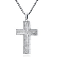 Collier pendentif croix en acier inoxydable plaqué or 18 carats avec zircon brillant, design personnalisé, pour mariage, fiançailles, fête, bijoux