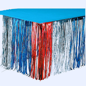 Jupe de table à franges en feuille métallique de 275 cm x 75 cm pour mariages, fêtes hawaïennes, baby showers, anniversaires, remises de diplômes, décorations de Diwali - Product Image 6