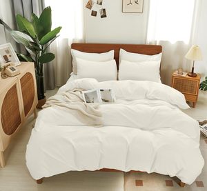 Ensemble <span class=keywords><strong>de</strong></span> literie d'hôtel 5 étoiles <span class=keywords><strong>de</strong></span> luxe sur mesure, 100% <span class=keywords><strong>coton</strong></span>, tissage <span class=keywords><strong>satin</strong></span>é 300TC, blanc, 4 pièces, doux, hypoallergénique - Product Image 1