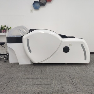 Kisen Fauteuil de lavage moderne de luxe blanc personnalisable avec logo, avec bac à shampoing et fonction de lavage de la nuque par fumigation pour salon de coiffure - Product Image 4