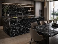 Dalles de marbre noir Levanto pour îlots de cuisine, comptoirs, tables à manger, consoles, encadrements de cheminées et buffets