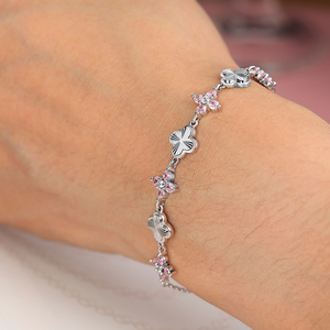 Grace gioiello di san valentino bracciale quadrifoglio personalizzato in argento 925 per regalo da donna - Product Image 4