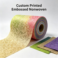 Rouleau de tissu non tissé en PP gaufré floral multicolore en gros pour nappes jetables et emballages décoratifs