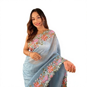 Fatema Fashion Latest Women's Light Green Stitched Banarsi Crush Silk <b>Saree</b> Heavy <b>Blouse</b> Party Wear High-quality OEM Service - Product Image 1