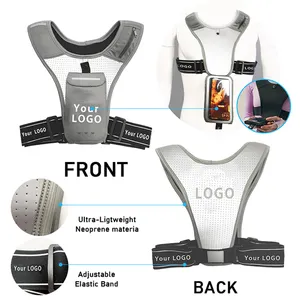 Custom Gym Jogging Lightweight Respirável Ajustável Cintura Reflexiva Strip Running Phone Holder Vest para Homens Mulheres