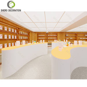 Design d'intérieur moderne pour boutique de téléphonie mobile, vitrine murale de haute qualité pour boutique de téléphonie mobile avec comptoir en bois - Product Image 2