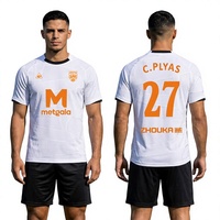 En stock, uniforme de football en jacquard à rayures fines, vente en gros, logo personnalisé, maillot de football à manches raglan, maillot de football pour l'entraînement et les matchs