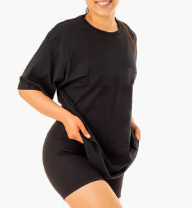 Camisetas de mujer con logotipo personalizado al por mayor, camisetas de cuello redondo de manga corta de algodón puro cómodas sueltas de gran tamaño, camisetas - Product Image 3