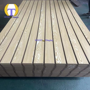Hiện đại 18 mét slatwall rãnh hiển thị bằng gỗ đứng nhà máy trực tiếp <span class=keywords><strong>hardboard</strong></span> siêu thị sử dụng - Product Image 1